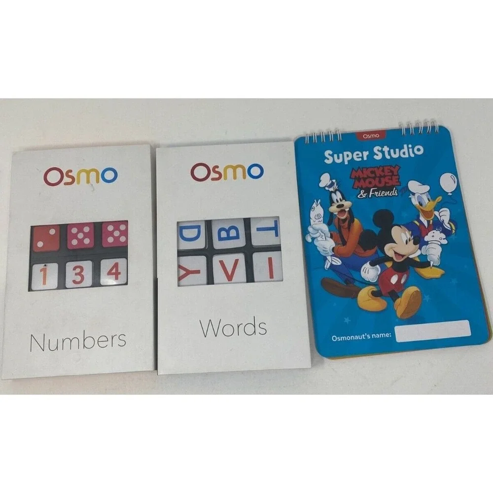 Osmo Numbers‎ Words & Mickey Mouse Super Studio Book Lot of 3 Games Tiles